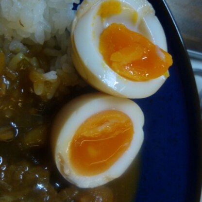 いつも難しくて失敗気味の半熟くんになるんですが・・・・
今回はバッチリです♪
カレーにそうめんにトッピングしました（＾＾）
ごちそうさまです！